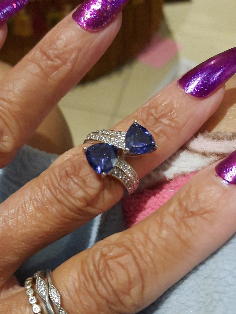 GENUINE BELLA LUCE TANZANITE CZ RING TRILLIANT SOLID STERLING SILVER 8.67CTTW 6